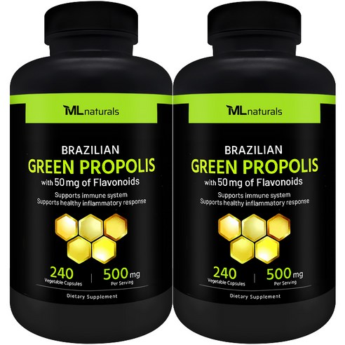 [미국빠른직구] 신제품 마이라이프 내추럴스 브라질 그린 프로폴리스 500mg (플라보노이드 50mg), 240정, 2개