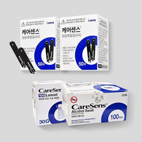 [아이센스] 케어센스2 혈당시험지 100매+침100개+솜100개, 케어센스2혈당 시험지 100매 +침100매+솜100매, 1개, 1세트
