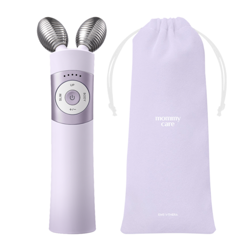 마미케어 홈케어 뷰티 디바이스 얼굴 마사지기 EMS 브이쎄라 + 파우치, 퍼플, HW-0803