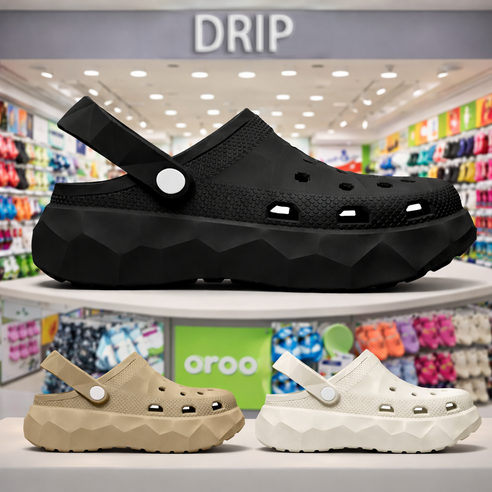 DRIP 슬리퍼 푹신한 쿠션 남성 여성 경량 논슬립 아쿠아슈즈 스텝 샌들 키높이 커플