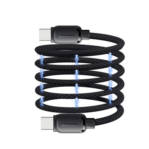 ESSAGER E-Mark 칩 5A 100W C타입 to C타입 마그네틱 고속 충전 케이블 1M 1개, 블랙