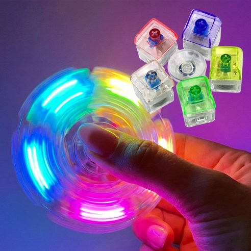 이지유 LED 스피너 키캡 키링 5구 레인보우 딸깍이 회전 피젯 키보드 틱톡 선물, 1개, 혼합