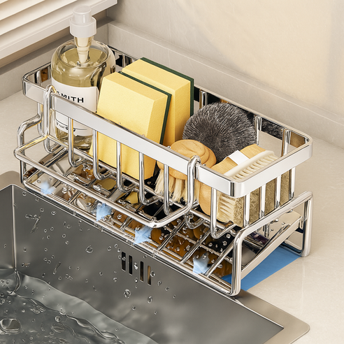 데이아트 올스텐304 자동물빠짐 세제거치대 수저통세트 이미지 3