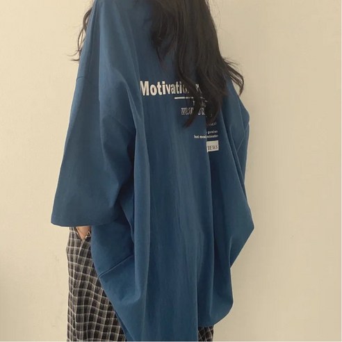 라온투유 빅사이즈 레터링 박시핏 라운드 반팔 롱티