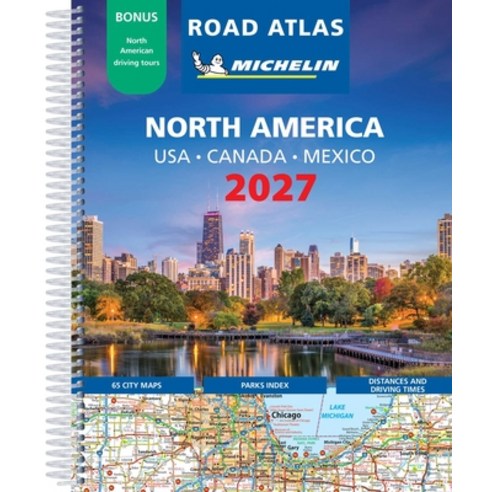 (영문도서)Michelin North America Road Atlas 2027: Usa Canada Mexico Spiral, Atlases Plans, English, 9782067272187
