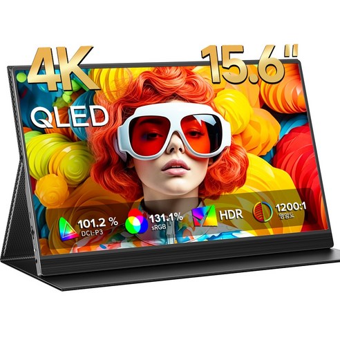 에비크 4K UHD 포터블 모니터 DEX HDR 휴대용 모니터, 블랙, 39.88cm