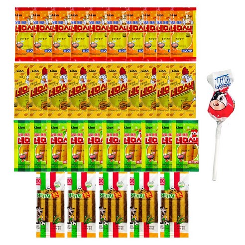 라이온제과 네모스낵 불고기맛 10개 + 매콤한맛 10개 + 후라이드 치킨맛 10개 + 밀키타 캔디, 449g, 1세트