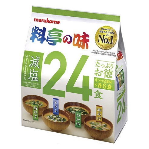 마루코메 요리정의 맛 저염 파 + 두부 + 미역 + 유부 24개입, 396g, 1개