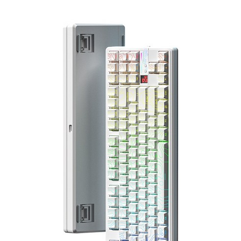 독거미 AULA F87PRO V2 무선측각 기계식 게임 기보드 객제화 3모드 블루투스 게임 RGB키보드 사무용 키보드, 대종사판, 화이트등고선 해당축