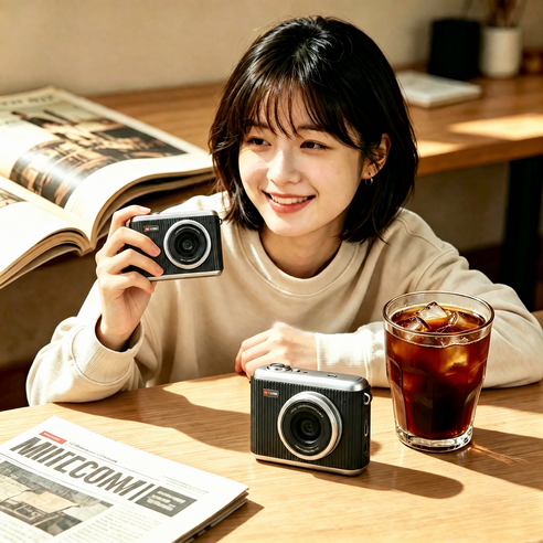 JirisanLab 6400만 화소 소형 카메라 1.4인치 고화질 디스플레이 16x 줌 다양한 필터 지원, 검정 64GB