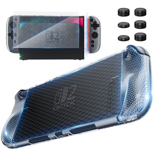 스위치2 PC 격자무늬 미디엄 프레임+2세대 TPU 격자무늬 그립+2세대 스냅백, 1개, 투명, NSAS