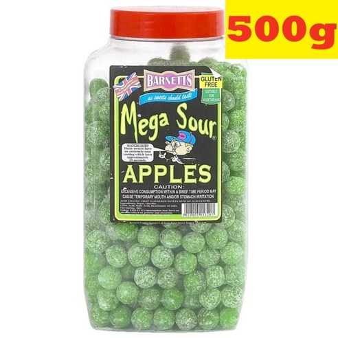 500g 바넷츠 메가 사워 애플 세상에서 가장 신사탕 Barnetts Mega Sour apple, 500g, 1개