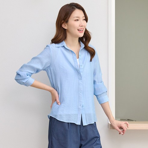여성용 인견 실크터치 로드 긴팔셔츠 블라우스 빅사이즈