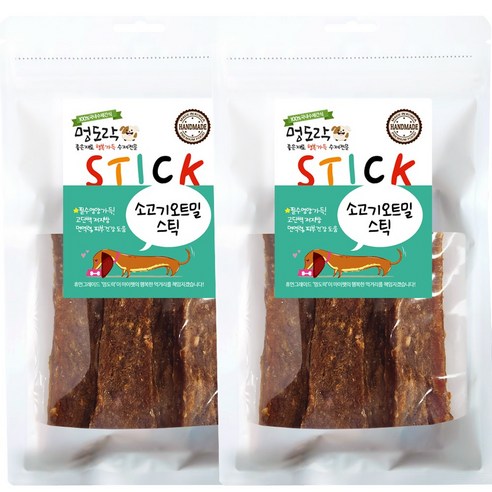 멍도락 국내산 소고기오트밀스틱 면역력 피부건강도움 고급수제간식, 2개, 70g