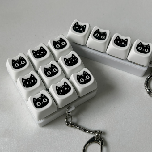 라나야 고양이 모양 청축 키캡 키링 열쇠고리 키홀더 피젯토이, 9구, 1개