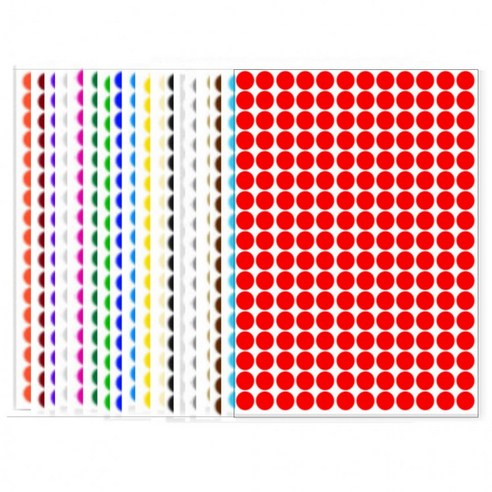 4080pcs 20색상 20장세트 10mm 원형 스티커, 20색상(S589) 4080개입, 1세트