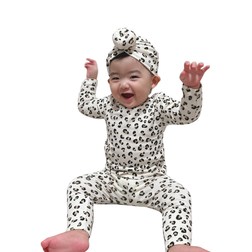 디어딜리 깜찍 아기 내복 레오파드 상하 세트