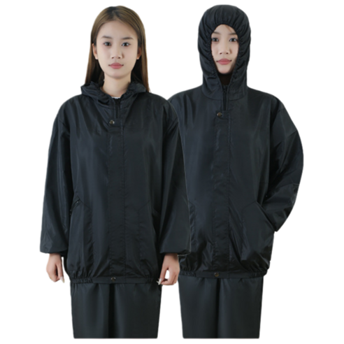 위생작업복 산업용 방수성 좋은 남녀공용 방진 작업복, 1세트, 검정색