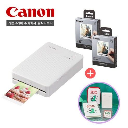 [캐논공식파트너] 캐논 포토프린터 SELPHY QX20/전용인화지(40매)/조구만패키지, 화이트 화이트