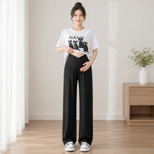 스타일닥터 임산부 일자형 와이드 팬츠 만삭까지