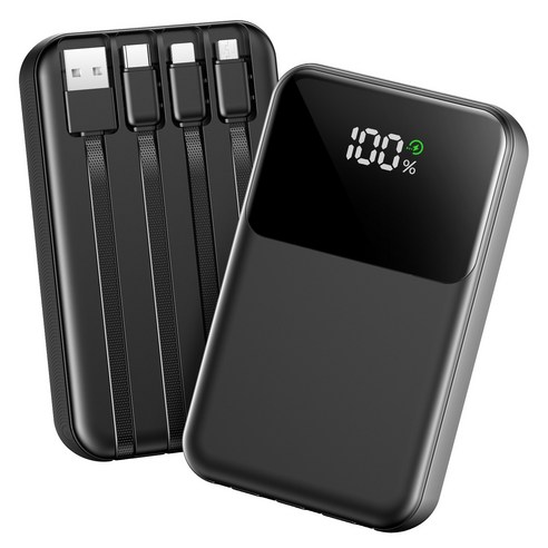 YINTO 20000mAh 보조배터리 고속충전 대용량 일체형 PD 22.5W QC3.0 잔량표시 멀티단자, 블랙, N12