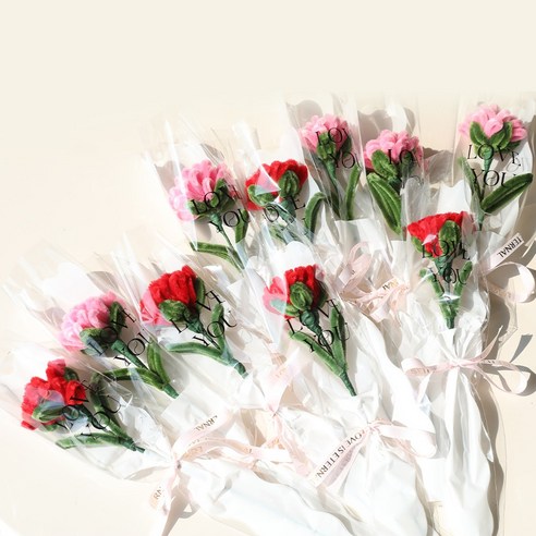 어버이날 스승의날 모루 카네이션 꽃다발 한송이 아 모루카네이션, 10개, 핑크
