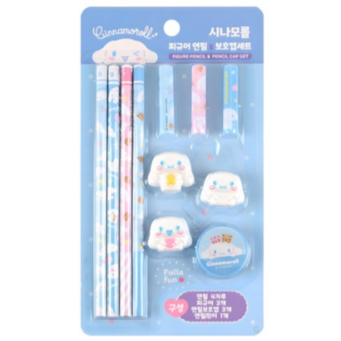 산리오캐릭터즈 시나모롤 피규어 연필 보호캡 문구세트, 블루, 80개 블루 × 80개, 블루 × 80개 섬네일