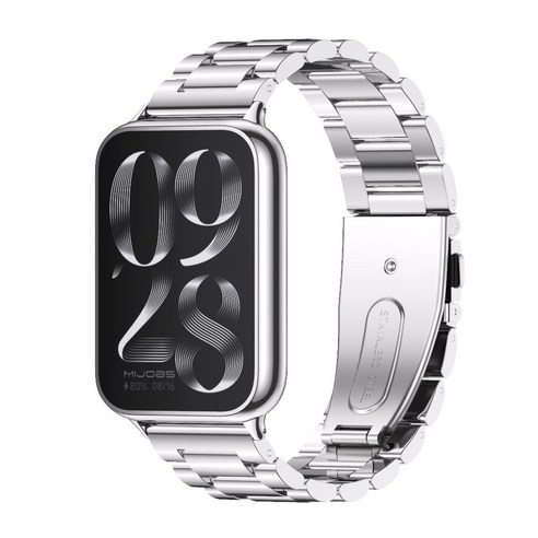 샤오미 미밴드9프로 8프로 레드미워치6 5 메탈 클래식 스테인리스 호환 스트랩, 실버, 1개