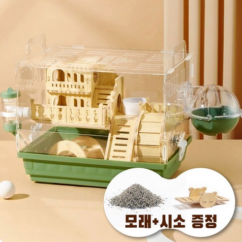 [나비야 햄스터 오두막집 세트] 골든 햄스터집 케이지 (아크릴 리빙박스+은신처)