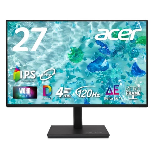 Acer WQHD IPS 120Hz 1ms DCI-P3 90% Delta E1 HDMI 2.0 DisplayPort 1.4 USB 모니터 27인치
