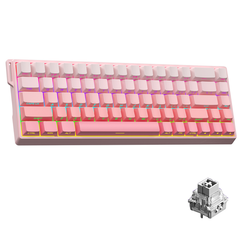 AULA WIN 68HE PRO MAX 마그네틱 축 게이밍 키보드 유선, RGB Wired, WIN68 Side engraving pink