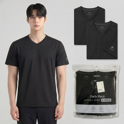네파 아이스테크 2팩세트 남성 브이넥 냉감 기능성 반팔티