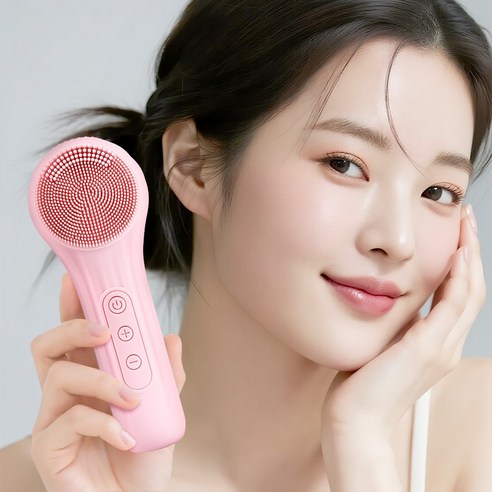 CozyTemp 진동 클렌저 실리콘 세안 브러쉬 온열 진동 얼굴클렌징기계, 베이비핑크