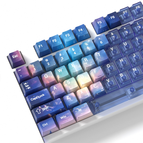 Crit Gaming 별빛 투톤 기계식 키보드 키캡 165키, 체리 프로파일, 블루