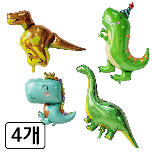 연지마켓 대형 공룡 풍선 세트 은박 생일 파티 용품 세트, 1세트, 대형 공룡풍선 4종 B