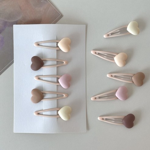 [모닝하트] 유아동 헤어핀 아기 가을 겨울 하트 5개 세트