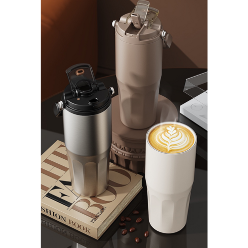 프리미엄 316 스테인리스 손잡이 텀블러, 1개, 800ml, 블랙