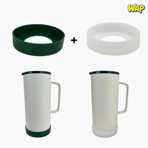 WAP 1+1 스타벅스 스탠리 텀블러 호환 단테 탱크 미끄럼방지 바닥커버, 1세트, 8cm 반투명+그린