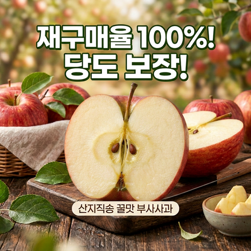 산지직송 재오픈 특가할인 꿀폭탄 부사사과, 2kg, 1박스 - 사과