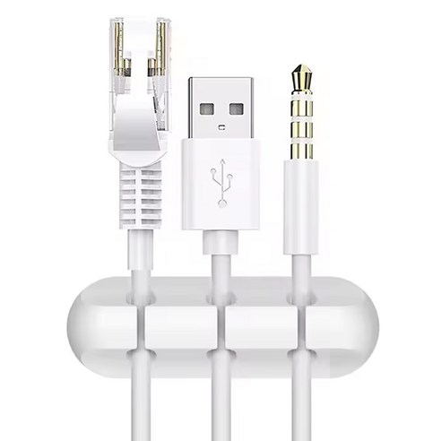 엔더 USB 충전 케이블 선정리 홀더 클립 3구, 1개, 화이트