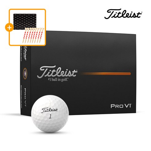 타이틀리스트 2025 Pro V1 3피스 선물포장세트 아쿠쉬네트 코리아 정품, 화이트 선물포장+골프티 세트, 12개입, 1개