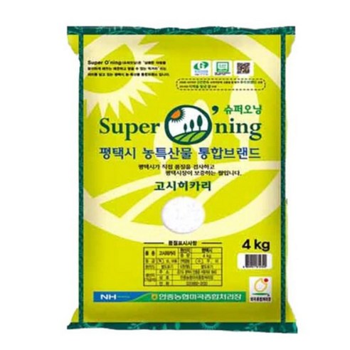 평택안중농협 평택 슈퍼오닝 고시히카리쌀 특등급, 4kg, 1개