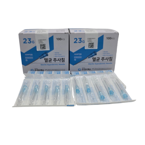 한국백신 일회용 주사침 23G 1" 100개, 2박스