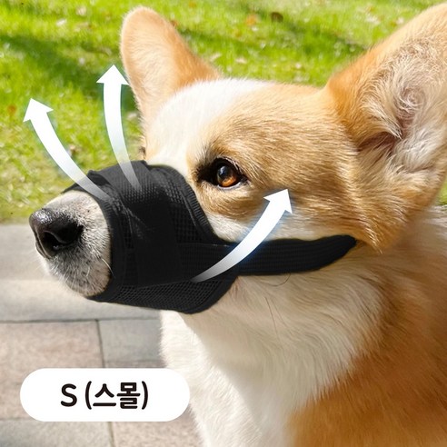 러뷰펫 소형견 중형견 편안한 메쉬 입마개 S, 1개, 검정