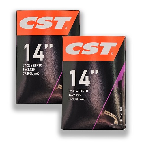 CST 14인치 전기자전거 튜브 14X2.125 CR202L A60 슈레더 60도 벨브 나노휠 유아탑승 전동차 튜브, 2개
