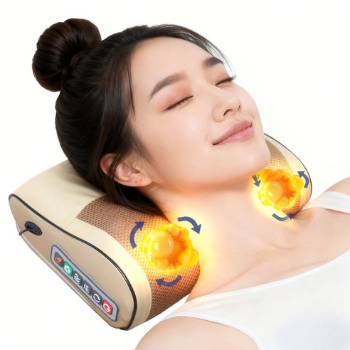 Garrl 목 어깨 마사지기 베개마사지기 안마기 안마베개 주무름 온열 6개 조작 버튼 골드 블루 레드, Garrl-341