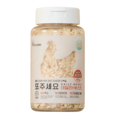 닥터도레미 데일리 부스트 강아지 고양이 동결건조 파우더 사료 토핑 영양식 2종 닭고기 북어, 1개, 60g, 동결건조 닭고기