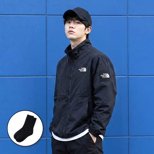 노스페이스 SS 빌란 옴브 WD 경량 바람막이 자켓 + 베이직 크루 삭스