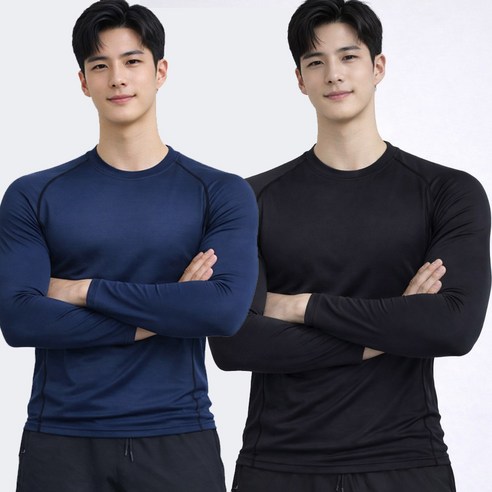올라운드 남자 스포츠 기능성 긴팔 티셔츠 1+1 드라이 라운드 쿨티셔츠
