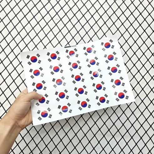 태극기 혼합 사이즈 PVC 스티커, 1개, 태극기 스티커 30매세트 (5.5×3.7cm) 화이트